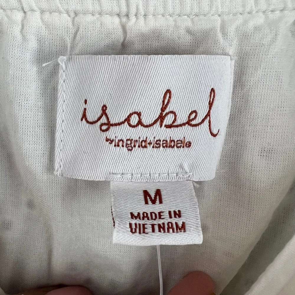 New Isabel by Ingrid & Isabel White Eyelet Maternity Maxi Dress V-Neck Smocked M - Picture 5 of 13